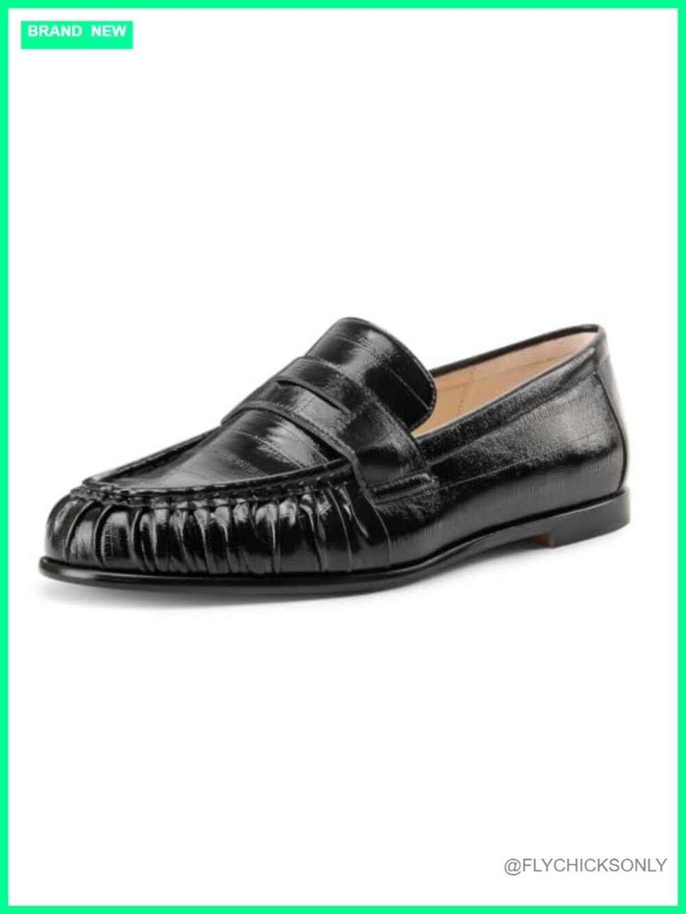 NobleOnly Penny Loafers Faux Leather Ruched Toe Dress Flats Slip-On Comfort